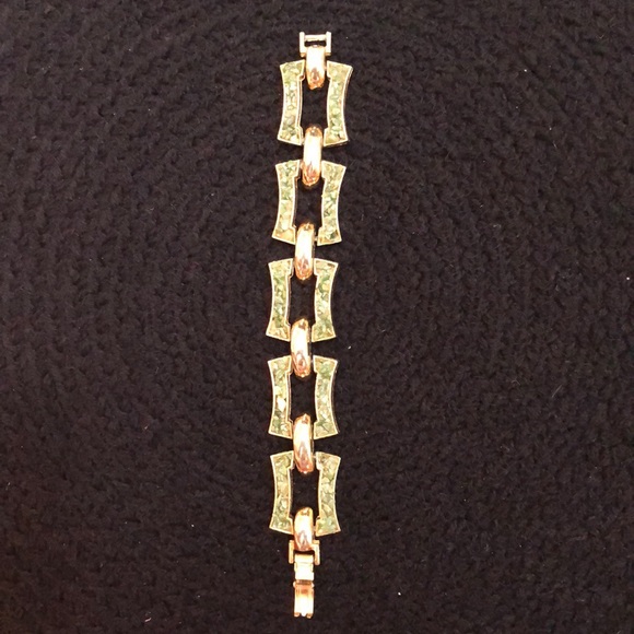 Misses Bracelet with Gold Metal And Green Stones - Picture 2 of 7